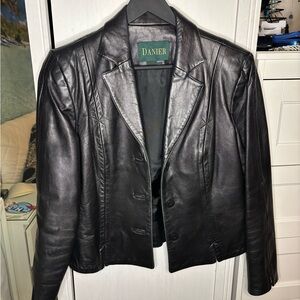 Danier Black Leather Womens Blazer Jacket